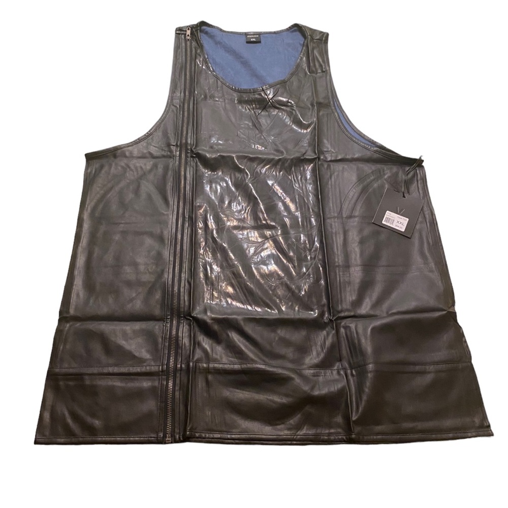 Studio Cove Faux Leather Tank Top, Black, XXL, NWT, $50